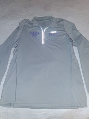 Patagonia Light Gray Pullover with Purple Logo